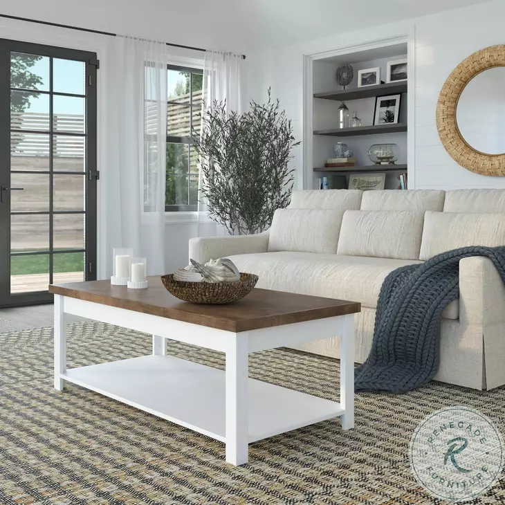 Hampton Jasmine Whitewash And Barnwood Coffee Table From Home
