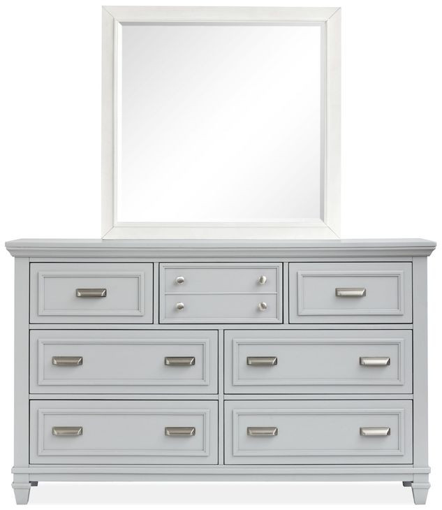 Harborwick Harbor Gray and White Dove 7 Drawer Dresser with Rectangular Mirror