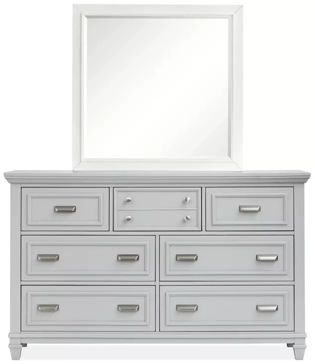 Charleston Harbor Gray and White Dove 7 Drawer Dresser with Rectangular Mirror