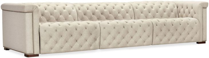 Savion Deux 43" Beige Performance Fabric 3-Seater Sofa with Dual Power Recliners and Triple Power Headrests