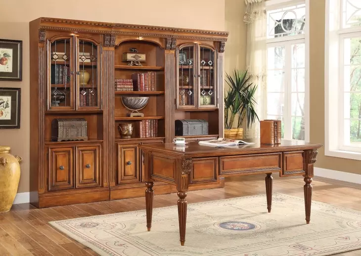 Huntington Antique Vintage Pecan Library Desk