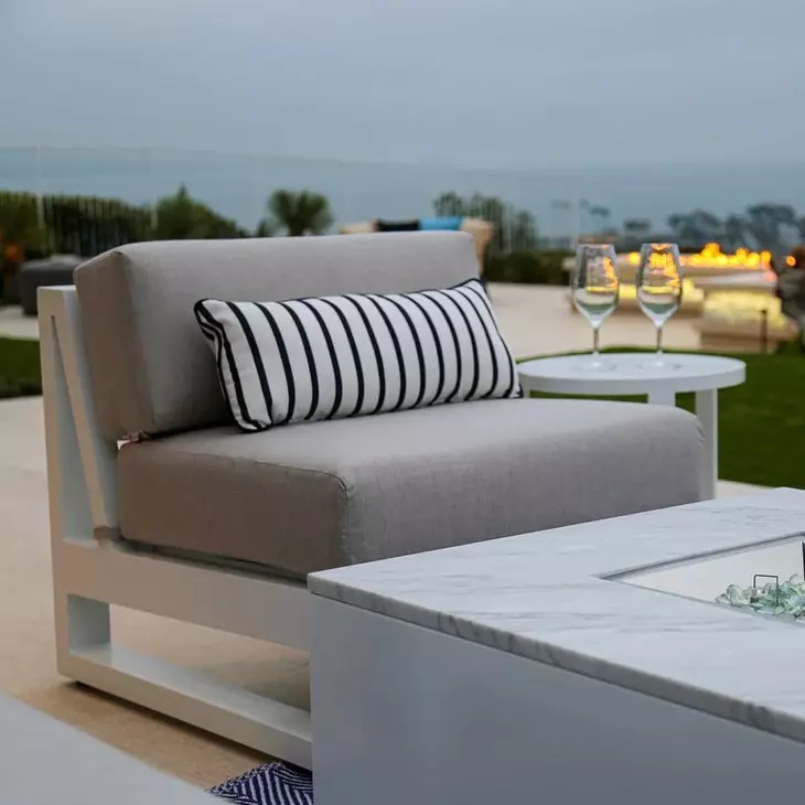 Newport Canvas Natural Upholstered Outdoor Armless Club Chair