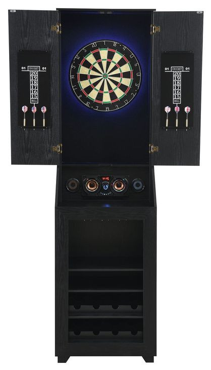 Cyclone Black Dartboard Cabinet with Speaker and LED