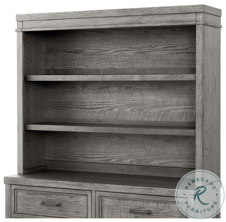Foundry Brushed Pewter Hutch and Bookcase with 3 Shelves