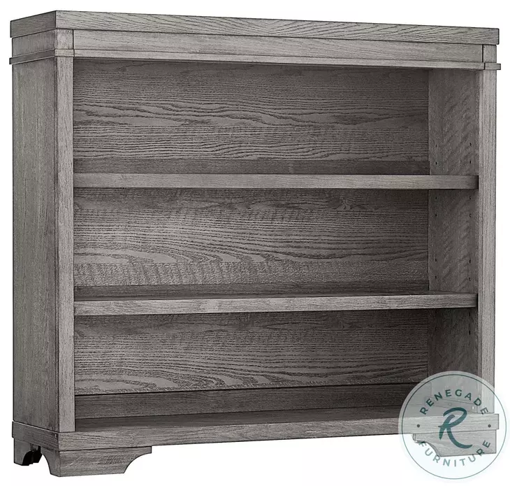Foundry Brushed Pewter Hutch and Bookcase with 3 Shelves
