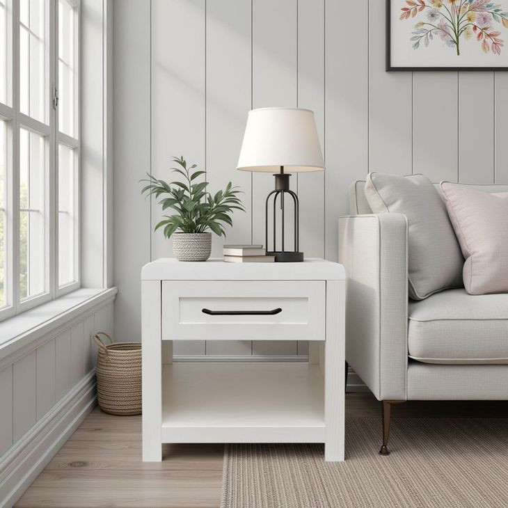 Haven White Square End Table