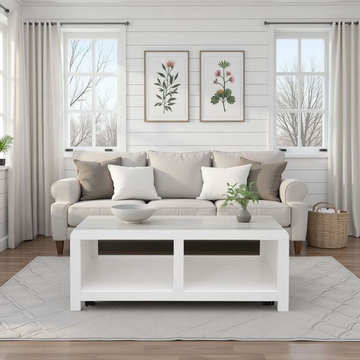 Haven White Rectangular Occassional Table Set