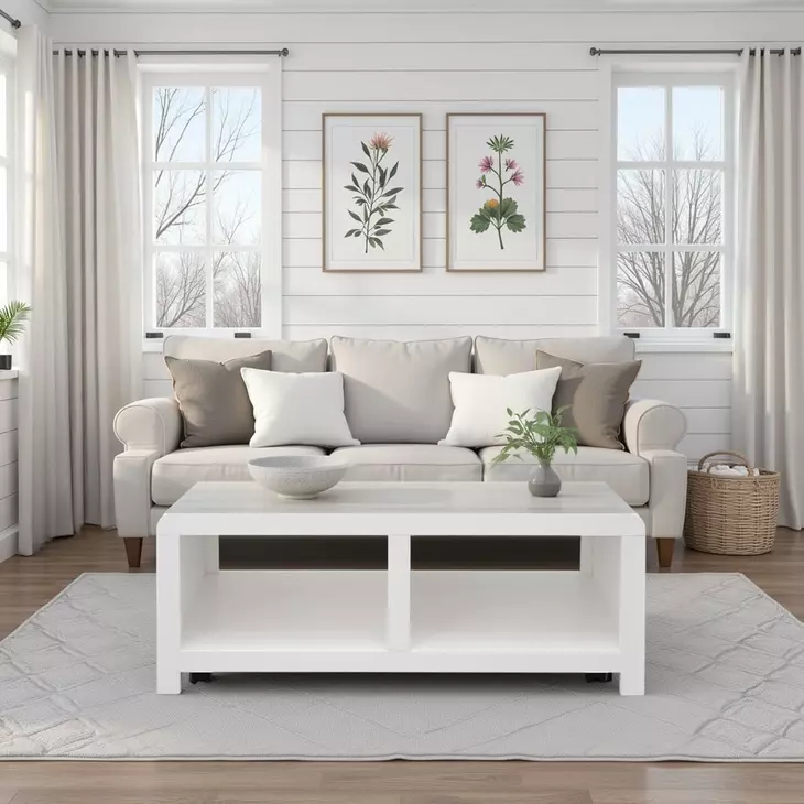 Haven White Rectangular Cocktail Table
