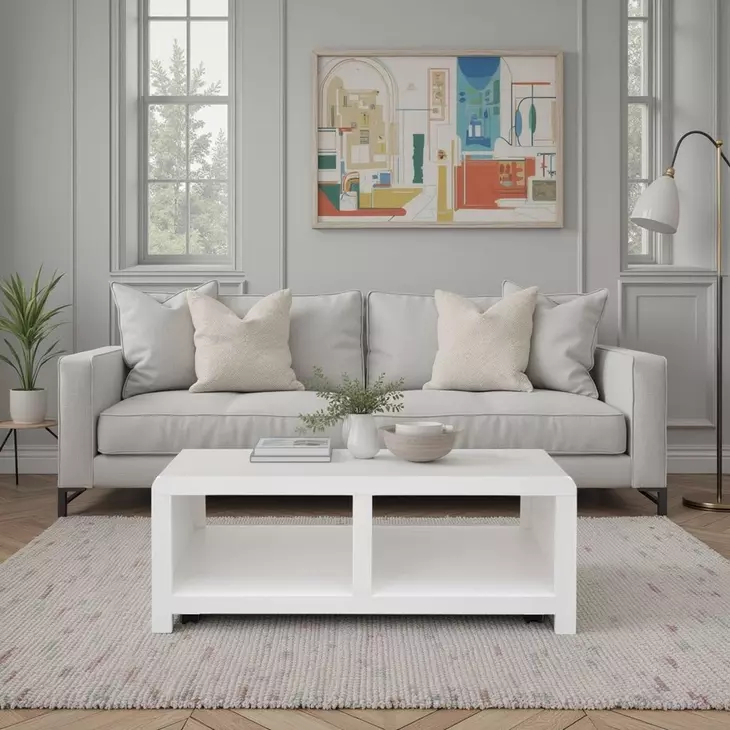 Haven White Rectangular Cocktail Table
