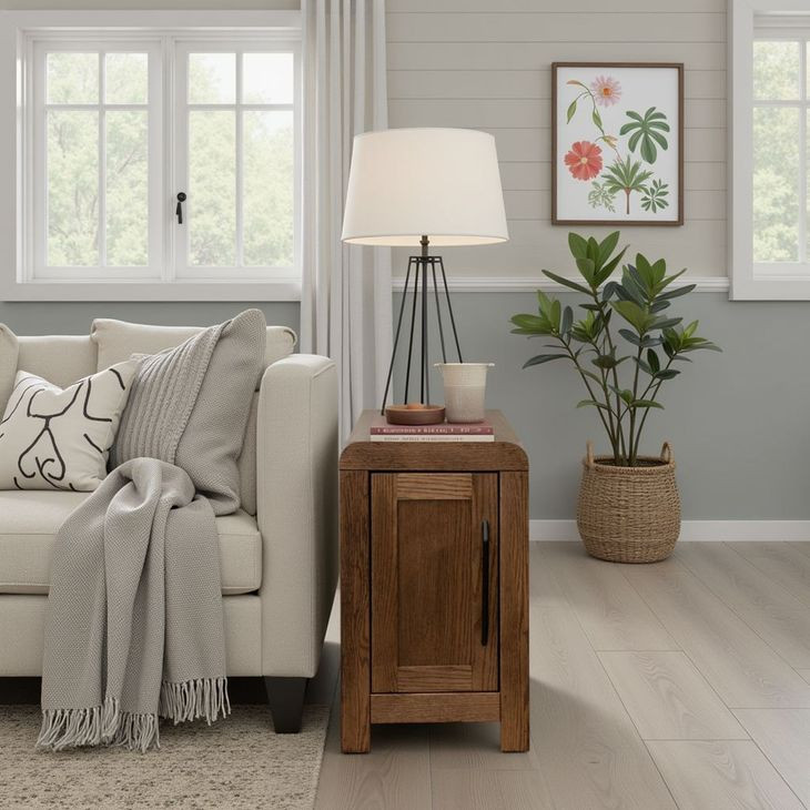 Haven Oak Bourbon Rectangular Chairside Table