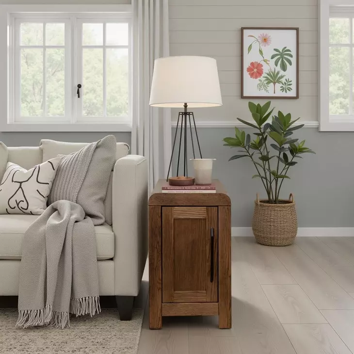 Haven Oak Bourbon Rectangular Chairside Table
