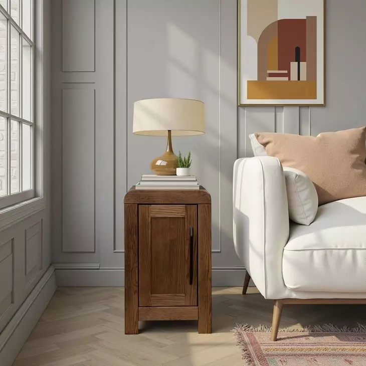 Haven Oak Bourbon Rectangular Chairside Table