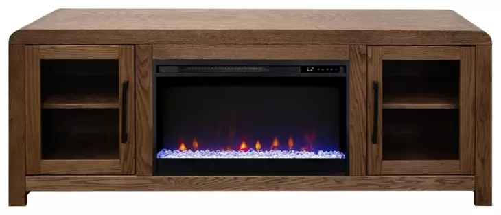 Haven Oak Bourbon 65" TV Stand with Fireplace
