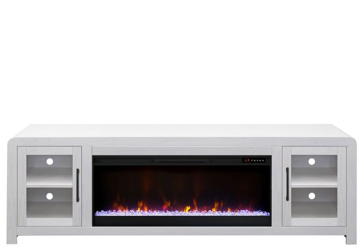 Haven White 82" TV Stand with Fireplace