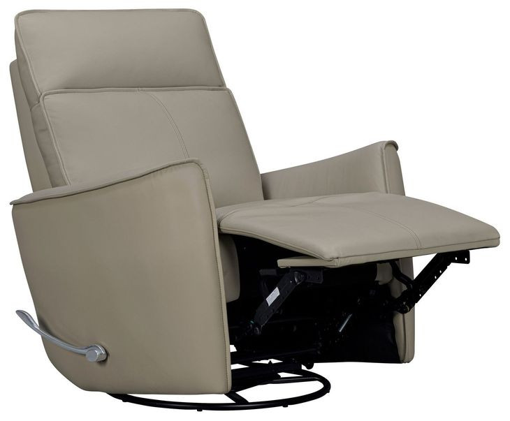 Roxy Abby Light Gray Leather Manual Swivel Glider Recliner
