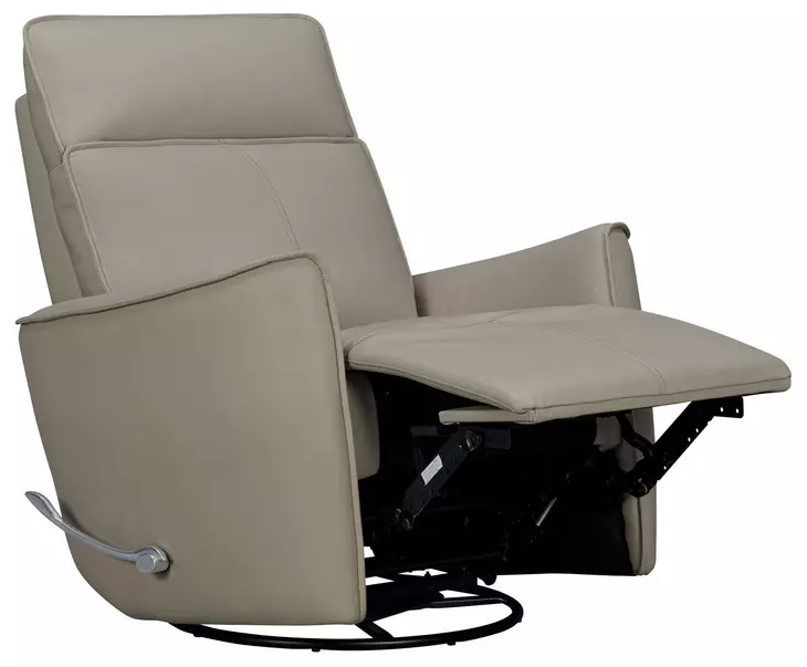 Rovelle Abby Light Gray Leather Manual Swivel Glider Recliner