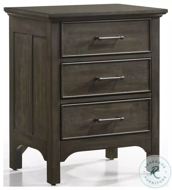 Hawthorne Brushed Charcoal 3 Drawer Nightstand