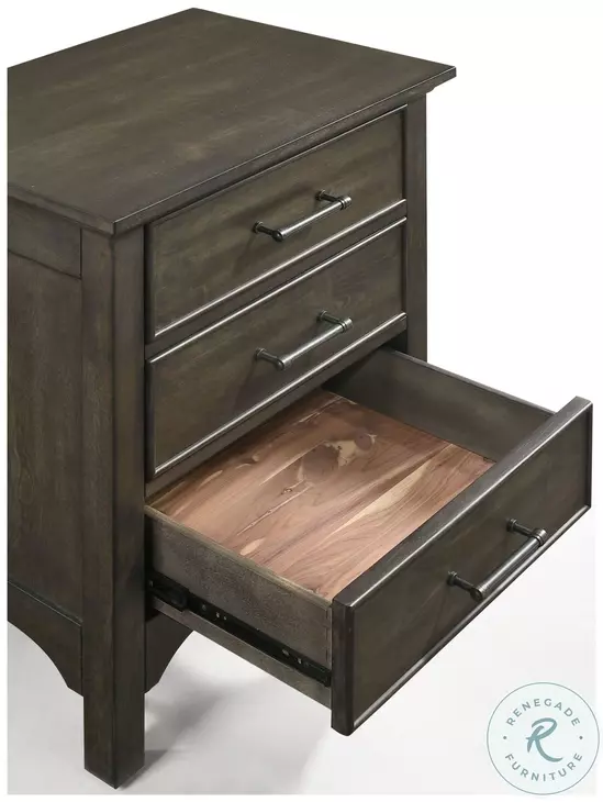Hawthorne Brushed Charcoal 3 Drawer Nightstand
