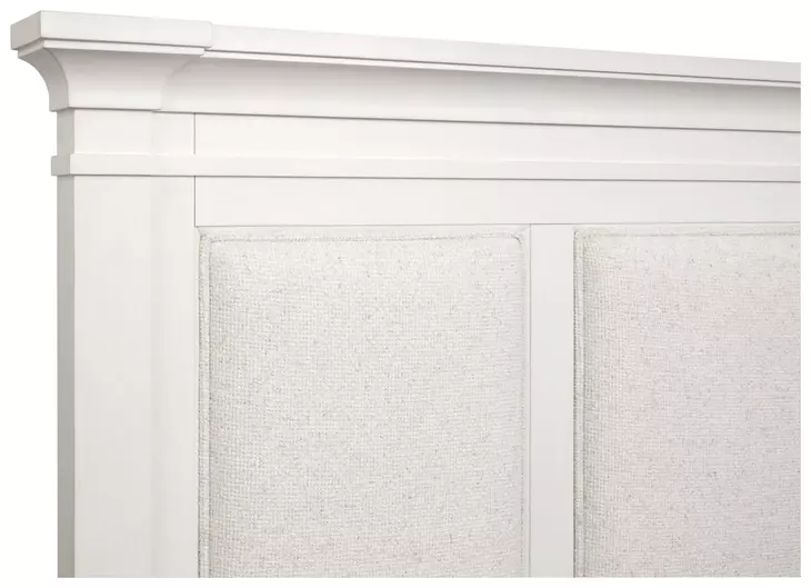 Kingston Whisper White and Gray Queen Upholstered Panel Bed