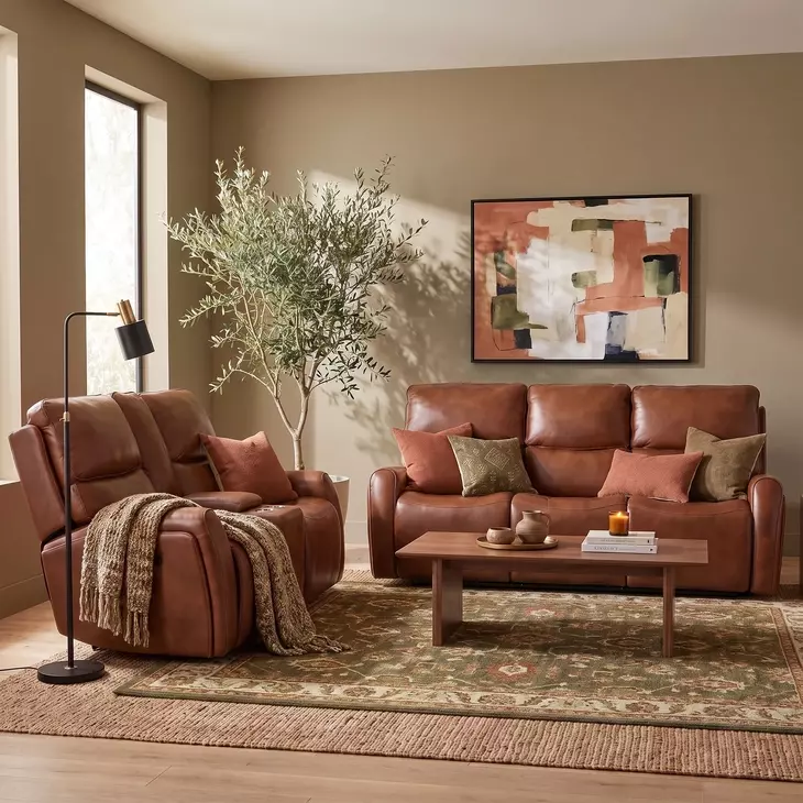 Crosby Brown Leather Zero Gravity Power Reclining Living Room Set with Power Headrest And Lumbar