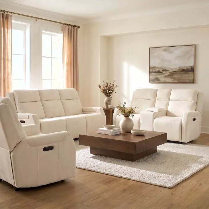 Nelson Wayfarer Frost Zero Gravity Power Living Room Set with Power Headrest And Lumbar