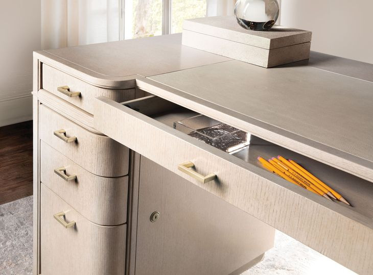 Marlowe Polished Limestone Leather 50" Executive Desk