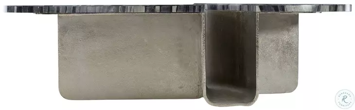 Tegan Black Forest Marble And Shiny Nickel Cocktail Table