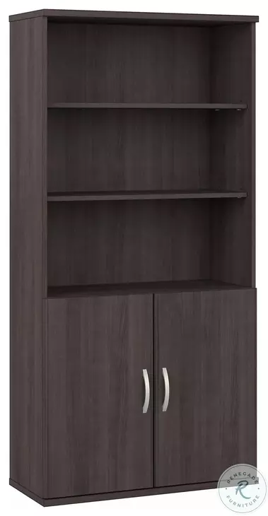 Hybrid Storm Gray Tall 5 Shelf Bookcase with Doors