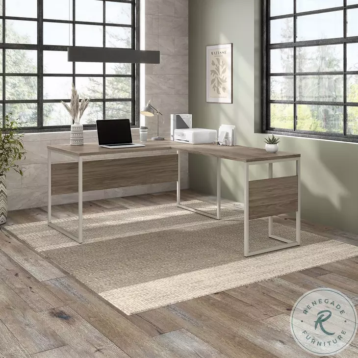 Hybrid Modern Hickory 60" L Shaped Desk