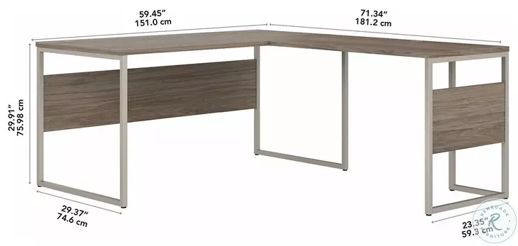 Hybrid Modern Hickory 60" L Shaped Desk