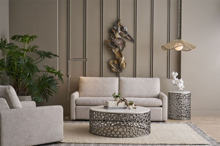 Oasis Antique Nickel and Quartz Top Occassional Table Set