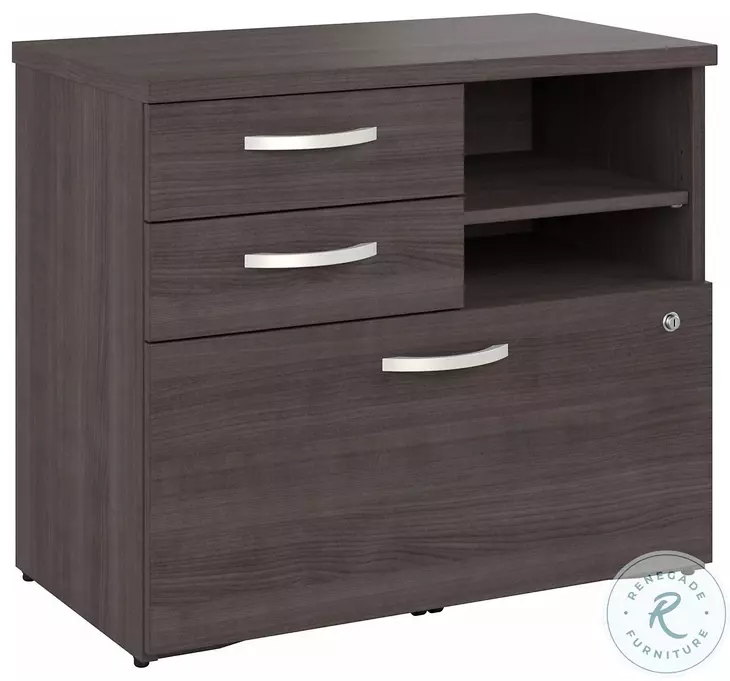 Hybrid Storm Gray Office Storage Cabinet with Drawers and Shelves