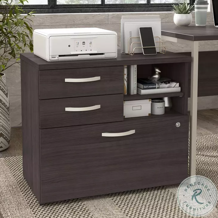 Hybrid Storm Gray Office Storage Cabinet with Drawers and Shelves