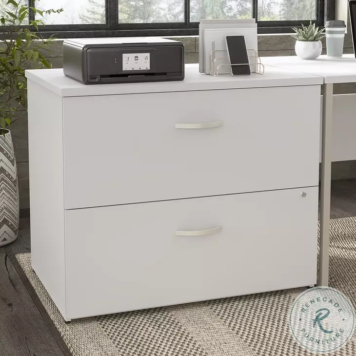 Hybrid White 2 Drawer Lateral File Cabinet