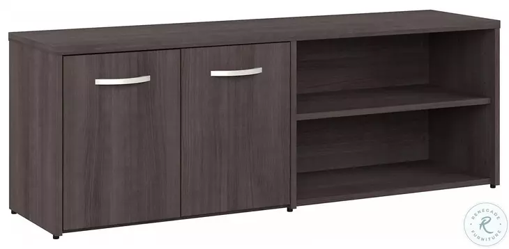 Hybrid Storm Gray Low Storage Cabinet with Doors and Shelves