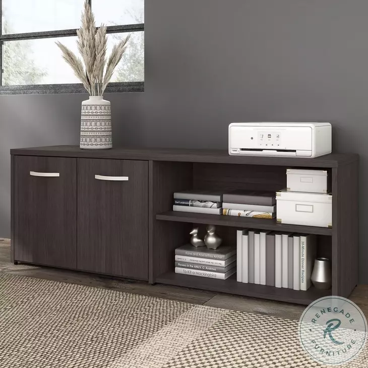 Hybrid Storm Gray Low Storage Cabinet with Doors and Shelves