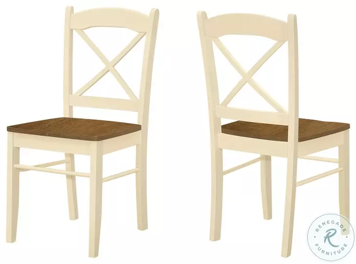1325 Cream And Oak Dining Chair Set Of 2