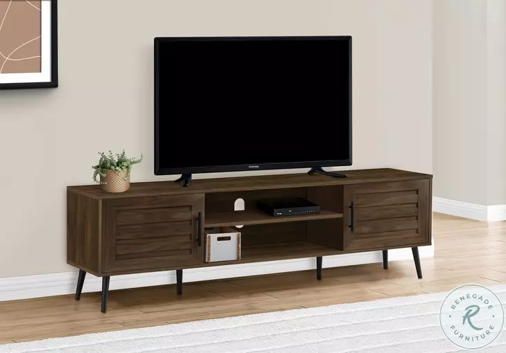 2717 Brown Laminate And Black Wood  72" TV Stand