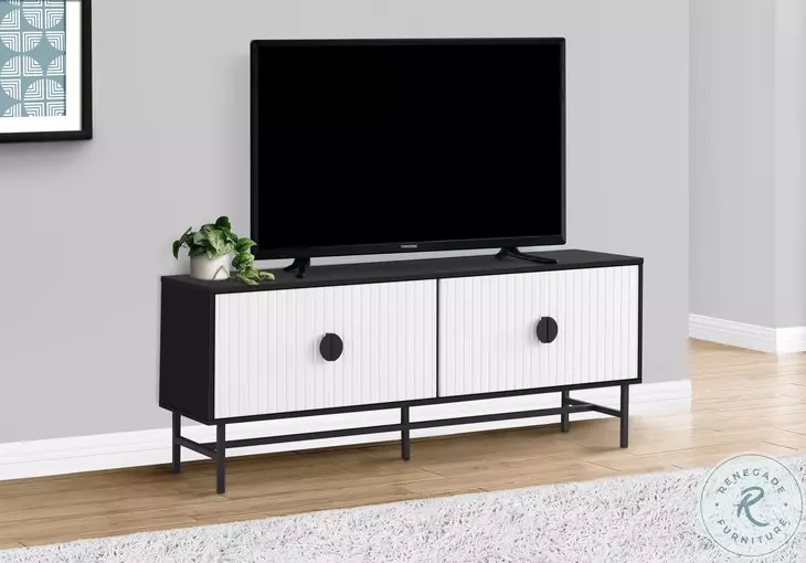 2732 Black And White Laminate 60" TV Stand