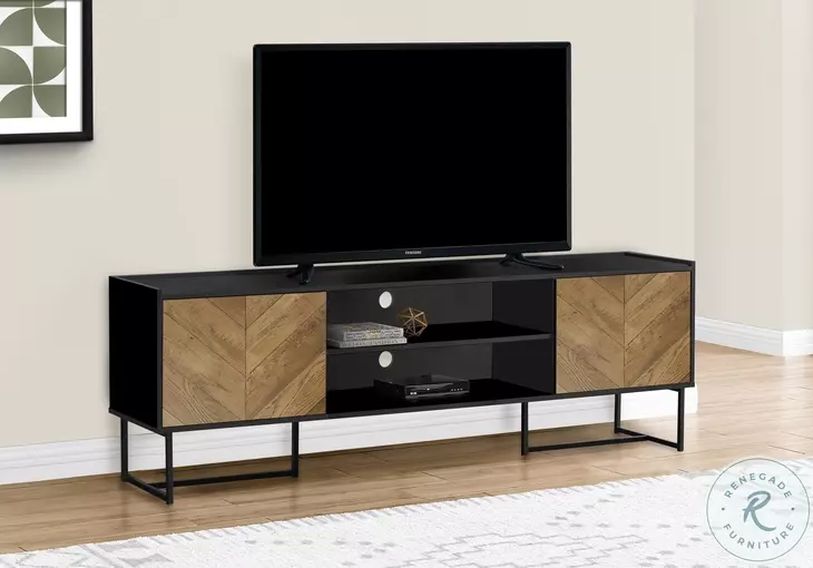 2752 Black Laminate And Metal 72" TV Stand