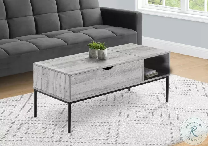 3805 Grey And Black Metal 42" Rectangular Coffee Table