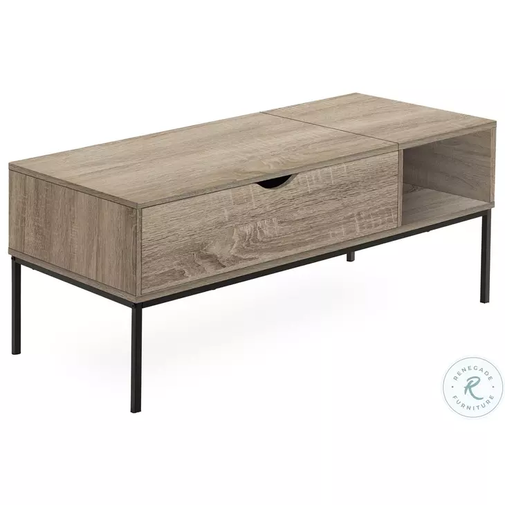 3806 Dark Taupe And Black Metal 42" Rectangular Coffee Table