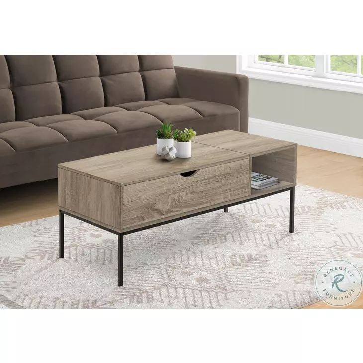 3806 Dark Taupe And Black Metal 42" Rectangular Coffee Table