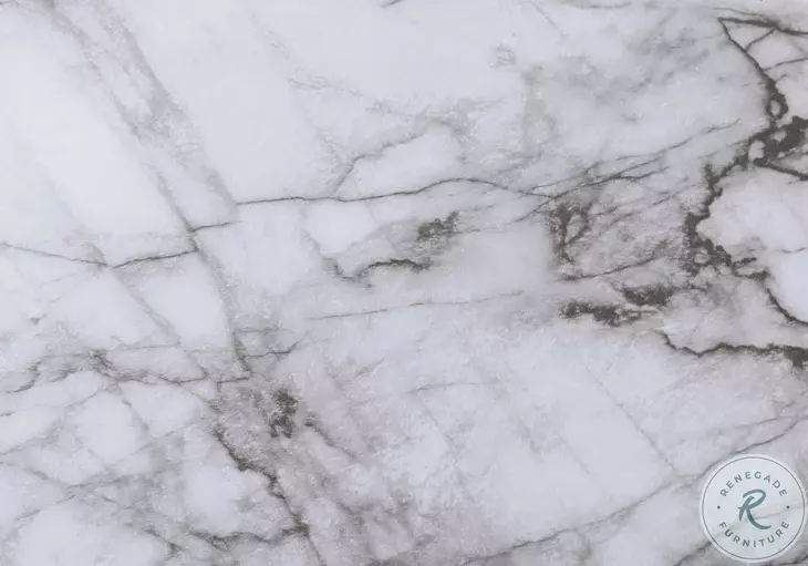 7892P White Marble Look Laminate And Black Metal 3 Piece Occasional Table Set