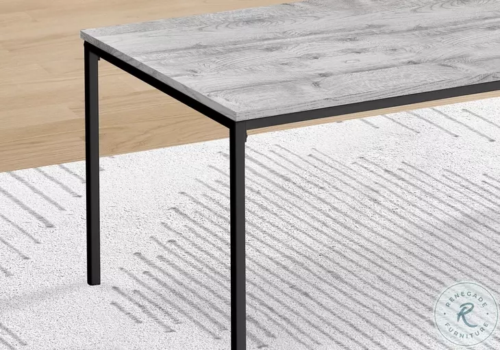 7896P Grey Laminate And Black Metal 3 Piece Occasional Table Set