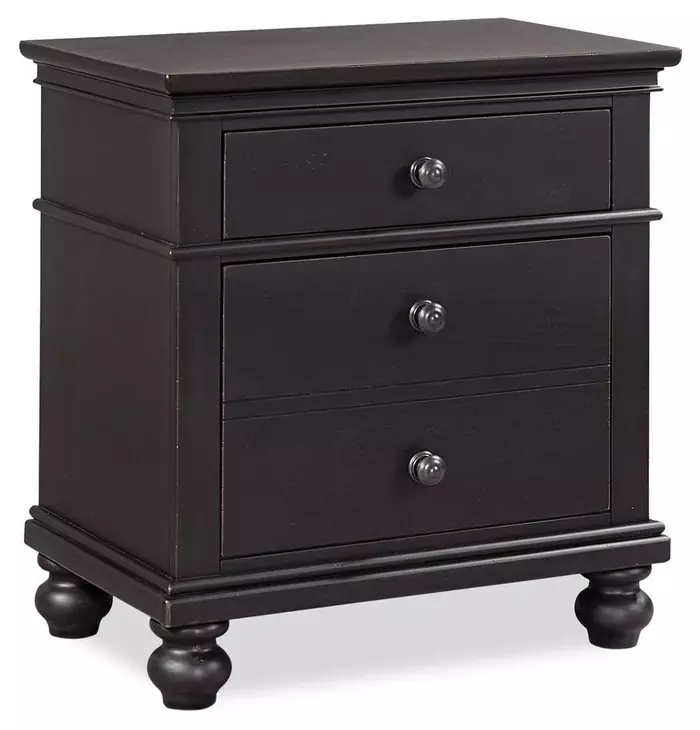 Oxford Black 2 Drawer Nightstand
