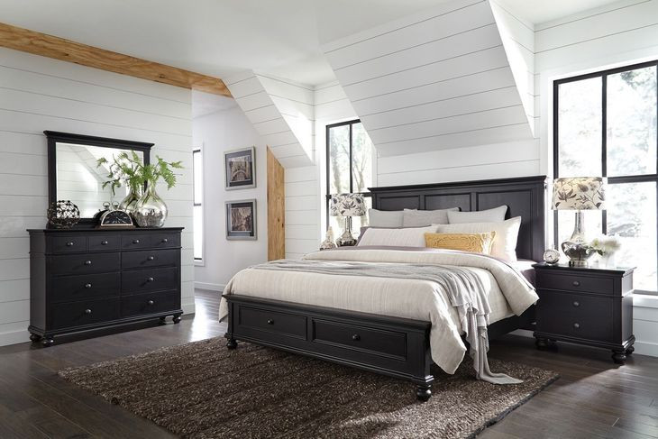 Oxford Black 2 Drawer Nightstand