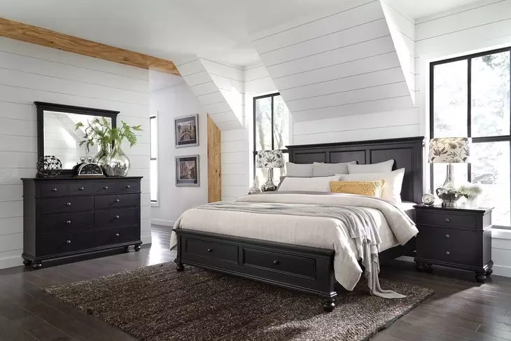 Oxford Black 2 Drawer Nightstand