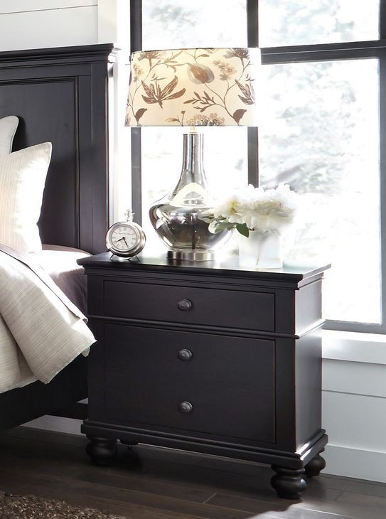 Oxford Black 2 Drawer Nightstand