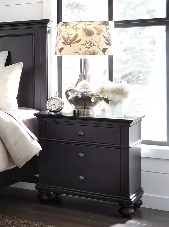 Oxford Black 2 Drawer Nightstand